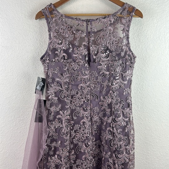 NWT Alex Evening sequin sleeveless mermaid lavender with chiffon shawl 8 - Picture 7 of 9